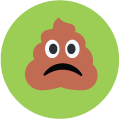 Poop emoji looking distressed