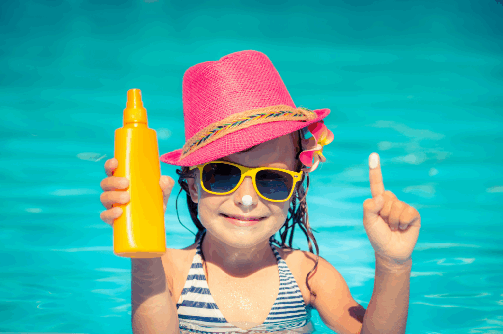 Kid with Sunscreen in the Pool - Common Sunscreen Myths