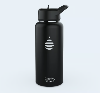 Back-to-school checklist featuring a Clearly Filtered water bottle for healthy hydration at school